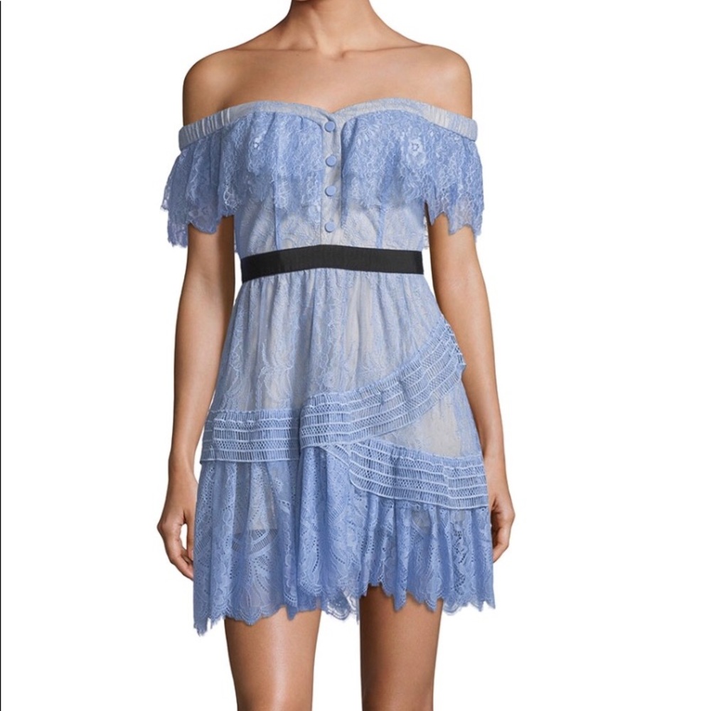 Self-Portrait Off the Shoulder Mini Dress